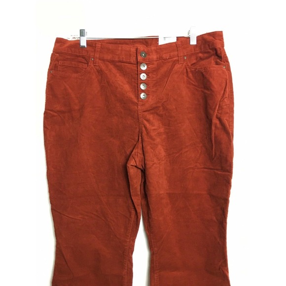 Style & Co  Pants Plus Size Button Down Corduroy  Dark Auburn - Picture 12 of 12